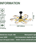39 Inch Led Ceiling Fan With Light Remote, Smooth Operator Low Profile Flush Mount, 3 Shade Options, Stepless Dimmer, Zero Noise All Copper Motor, Safe Enclosed Blades, Modern Home Upgrade Kit, black with gold accents and modern acrylic shade.