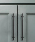 4 Inch Matte Black Cabinet Pulls Pack Of 2 Heavy Duty Solid Hardware installed on cabinet doors