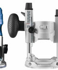Palm Router Plunge Base For GKF125CE With Ultra Smooth Plunge Action And Micro Fine Adjustment displayed with router