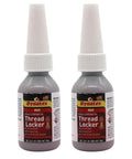 Two bottles of Red Heavy Duty High Strength Thread Locker 0.34 Oz for large fasteners, permanent locking, anaerobic formula.