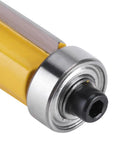 FTVOGUE Flush Trim Router Bit With Top And Bottom Bearings For 1/4 Inch Shank showing carbide cutter detail and bearing.