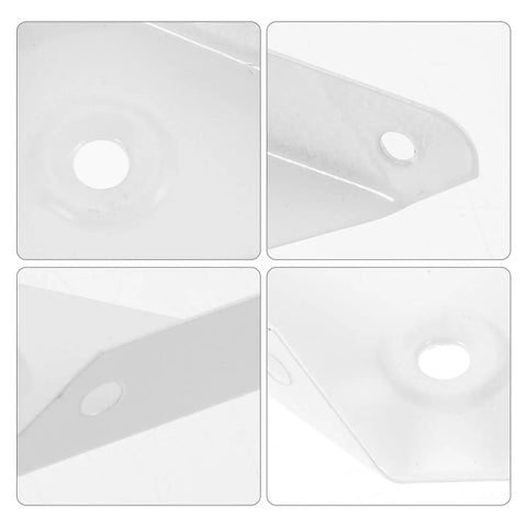 Close-up on mounting holes of 12 Piece Triangle Steel Cabinet Corner Brackets 90 Degree Three Sided Fixed Design Shelf Supports