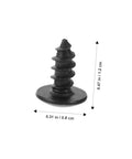 Close-up of a single small black screw from Miniature Screw Set 100 Pieces Tiny Fasteners for Furniture Repair and Small Machinery Construction