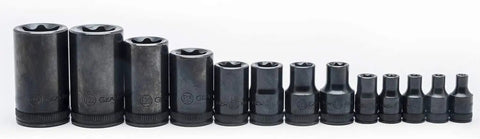 13 Piece External Torx Socket Set For 1/4, 3/8, And 1/2 Inch Drives, Heat Treated, Black Oxide Finish, Corrosion Resistant Sockets