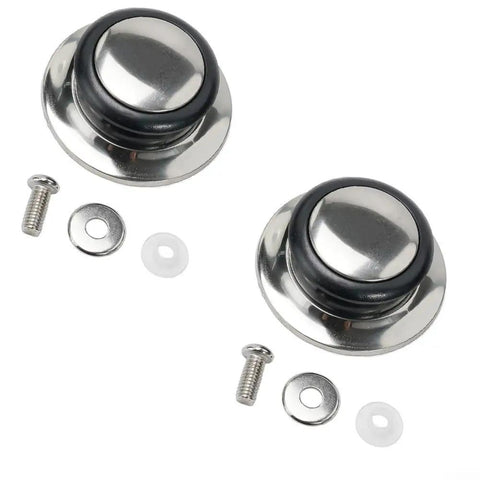 Hot Kitchen Pot Lid Knob Replacement Kit featuring heat Resistant Silicone Grip Plus Stainless Steel Handles And Black Screws For 5Mm To 12mm Holes In Glass Cookware And Pans, Perfect Easy Fix Your Lids Today. 2-pack lid knobs with screws, washers, and silicone pads