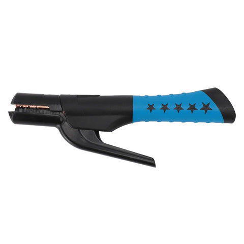 Welding electrode holder 501A with blue insulated handle and multi-angle clamp