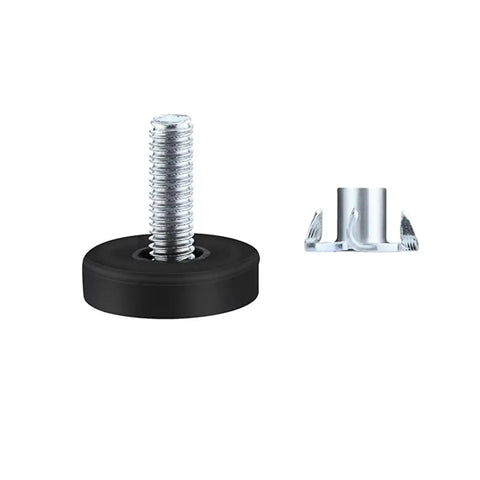 Heavy Duty Furniture Leveling Feet Set Adjustable Metal Levelers 0.87 Inch Non Slip Wobble Eliminators For Uneven Floors Silent Operation With Nylon Base 20 Pack, black nylon base with threaded metal screw