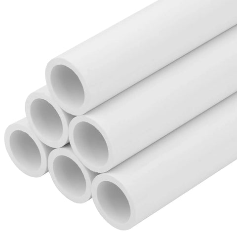 Six-Piece Three Quarter Inch PVC Pipe 17 Inch Long Schedule 40 White For Home DIY Projects Greenhouse