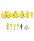 Solid 10-Piece Diamond Hole Saw Kit With Multi-Size Drill Bits For Shattering Glass Tile And Marble Like A Boss In Any Home Reno Job, yellow set