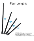 Heavy Duty Reusable Cable Zip Ties Set For Everyday Quick Fixes Assorted 6 Inch 8 Inch 10 Inch 12 Inch Lengths