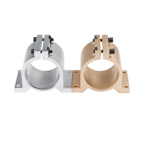 80mm CNC Spindle Motor Clamp Mount Bracket Aluminum Center Jig for Engraving Router Heavy Duty Workholding Mount Rock Solid Fixing for Precise Machining and Stable Setup, silver and gold