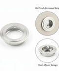 5 Pack Recessed Cabinet Pulls With 1.38 Inch Square Zinc Alloy Flush Mount Handles details and flush-mount design
