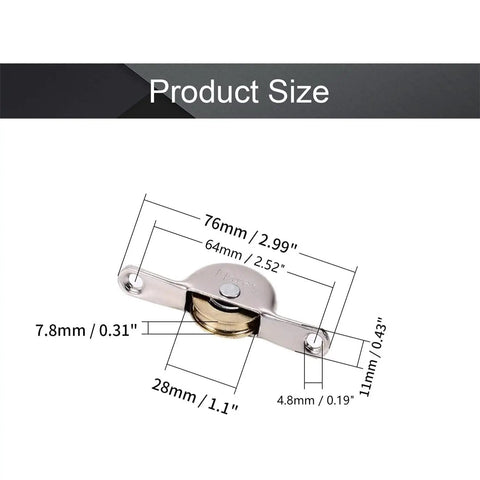 Heavy Duty Single Wheel Pulley For Sliding Doors And Windows Rock Solid Stainless Steel Replacement Roller With Slick Glide Hassle Free Track Hardware 5 Pack Gold Silver Tone dimensions and measurements