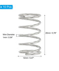 Compression Springs Set, 10 Pack Of 304 Stainless Steel Small Extension Springs, 1mm Wire Diameter, 12mm Outer Diameter, 20mm Length