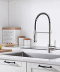 Heavy Duty Kitchen Faucet With Pull Down Sprayer Built To Last Single Handle 1 Hole Or 3 Hole Mount Brushed Nickel Finish over sink