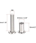 Top Shelf Quality M8x30mm Carbon Steel Screw Posts For 3/8 Inch Holes, Solid Leather Craft And Belt Buckle Binding Fasteners.