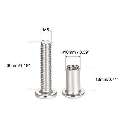 Top Shelf Quality M8x30mm Carbon Steel Screw Posts For 3/8 Inch Holes, Solid Leather Craft And Belt Buckle Binding Fasteners.
