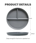 Durable 9 Inch Divided Plates Set For Kids And Adults Unbreakable Plastic Portion Control Plates side and top view