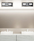 Dope Modern LED Vanity Light With 180 Degree Up Down Angles And 360 Degree Swivel, matte black wall mount over dual sinks