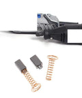 2 Pack Heavy Duty Carbon Brushes For Smooth Rotary Tool Operation On 3000 And 200 Series Models with spring connectors and grinder handle.