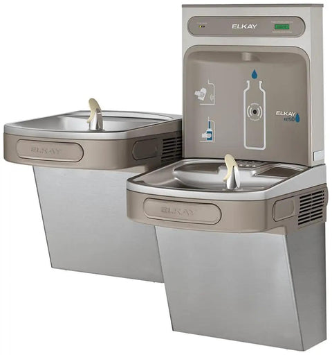 EZH2O Bottle Filling Station With Bi Level ADA Cooler Filtered Non Refrigerated Stainless Steel Hydration Station Featuring Touchless Sensor