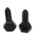 Premium Stainless Steel Black Lag Bolts Set 25 Pieces One Quarter Inch By 1 Inch Hex Lag Screws With Washers Included Built To Last For Decks Fences And Wood Projects shown up close.
