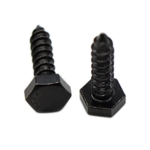 Premium Stainless Steel Black Lag Bolts Set 25 Pieces One Quarter Inch By 1 Inch Hex Lag Screws With Washers Included Built To Last For Decks Fences And Wood Projects shown up close.