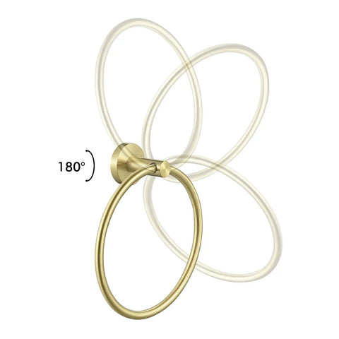 Brushed Gold Towel Ring For Bathroom, Round Wall Mount Hand Towel Holder, Rust-Resistant SUS 304 Stainless Steel With Matte Brushed Gold Finish, A2180DG-BZ, showing 180-degree swivel feature.