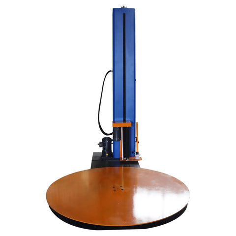 Kickass Heavy Duty Automatic Pallet Stretch Wrap Machine Slick 165Cm Turntable front view with orange turntable for large cargo.