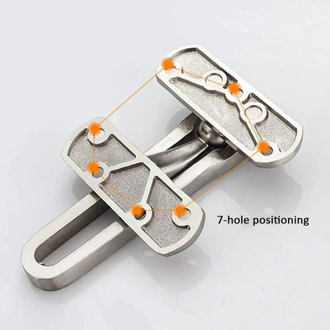 Heavy Duty Zinc Alloy Door Security Chain Latch Kickass Anti Theft Deadbolt showing 7-hole positioning feature for installation.