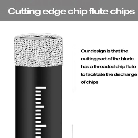 Close-up of Ten Pack 5mm 3/16 Inch Dry Diamond Tile Drill Bit with round shank showing chip flute design