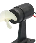Underwater RC Thruster Motor for Jet Boats and Submarines, Anti Rust Propeller Drive with CW CCW, mounted on stand.