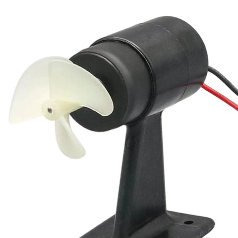 Underwater RC Thruster Motor for Jet Boats and Submarines, Anti Rust Propeller Drive with CW CCW, mounted on stand.