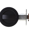 Round Pocket Door Privacy Latch Set For 35mm To 55mm Thick Doors Flush Mounted With Large Locking Lever Stainless Steel
