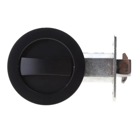 Round Pocket Door Privacy Latch Set For 35mm To 55mm Thick Doors Flush Mounted With Large Locking Lever Stainless Steel