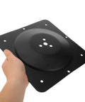 Badass Heavy Duty Cast Iron Table Leg Connector Plate With Screw Rock Solid Furniture Mounting Hardware For Smooth Diy Assembly, held in hand.