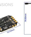 RadioMaster RP4TD ELRS Diversity FPV Receiver 2.4GHz ExpressLRS Nano RX Module with 65mm UFL Antenna dimensions view