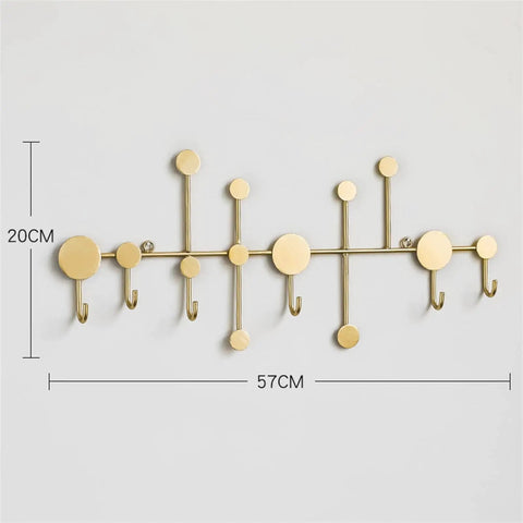 Snag Free Wall Mount Coat Hooks Built From Tough Wrought Iron With Funky Dot Designs And Relaxed Nordic Flair To Keep Your Daily Grind And Hallway Gear Tidy, 57CM x 20CM.