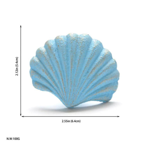 Shell handle from 4 Piece Mediterranean Blue Iron Cabinet Knobs Set, rust resistant, 2.12 x 2.55 inches
