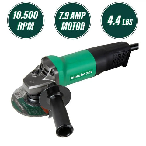 Four And A Half Inch Angle Grinder With Paddle Switch, 7.9 Amp Motor, 900W, 10,500 RPM No Load, Lightweight Design, side view