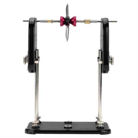 Propeller Balancer Tool for RC Helicopter Multirotor Drone and Airplane Spin Balance Stand For 2 To 12 Inch Props Precision Prop Balancing Kit Pro Grade High Accuracy Black, front view.