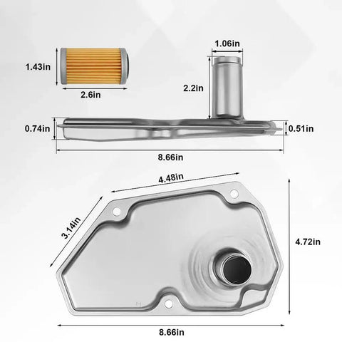 Transmission Filter And Oil Pan Gasket Kit For Nissan Versa Note 2014 2019 Versa 2012 2019 Sentra 2013 2019 Replaces 31728-3JX0A 31728-3JX0B 31728-04X0B 2824A021 diagram with measurements