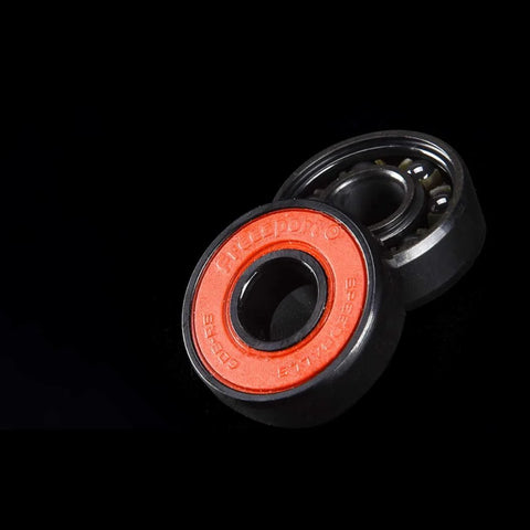 Twolions 608RS ceramic bearings, red seal on black outer ring, pack of 8 for inline skates, skateboards or scooters