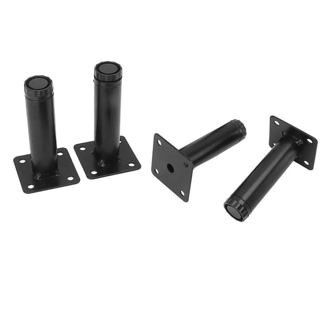 Four Pack Adjustable Iron Furniture Legs In Black Lacquer Finish With Rust Proof Coating For Coffee Tables Cabinets Desks Sofas