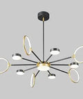11 Light LED Sputnik Chandelier In Black And Gold for modern farmhouse homes lighting up dining rooms, living rooms, and kitchens