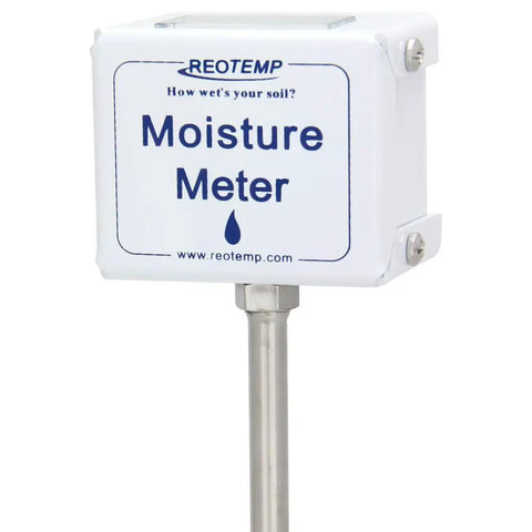 15 Inch Garden And Compost Moisture Meter with Stainless Steel Stem, close-up of white display and long probe