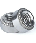 M3 Self Clinching Nuts 200 Piece Pack Featuring Bulletproof Serrated Grip For Zero Loosening And Rock Solid Stability Quick Press In Installation For Server Racks And Heavy Machinery Hardware two silver nuts with serrated grip