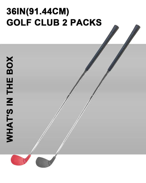 Oversized Plastic Head Golf Set For Backyard Play With 2 Steel Shaft Chipping Clubs 36 Inch Length Red Gray