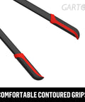 Close-up of red and black ergonomic non-slip handles on the Workhorse 29 Inch Anvil Lopper Pruner With Spare SK5 Blade Compound Action.