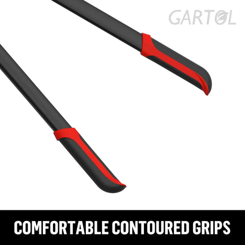 Close-up of red and black ergonomic non-slip handles on the Workhorse 29 Inch Anvil Lopper Pruner With Spare SK5 Blade Compound Action.